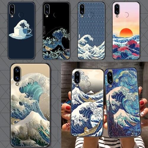 The Great Wave off Kanagawa Phone case For Huawei Honor 6 7 8 9 10 10i 20 A C X Lite Pro Play black soft shell fashion funda art
