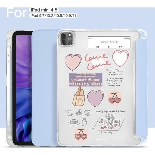 IPad Air 4 Case For 2020 10.9 2019 2020 7/8th Generation Cover 2017 2018 iPad 9.7 5/6th Mini 4 5 Air 3 Pro 10.5 11 Pencil cases
