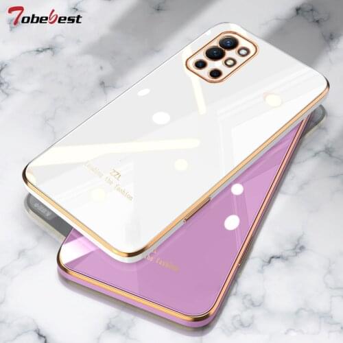 Luxury Plating Soft Silicone Case For Oneplus One Plus 9 Pro 9R Coque Camera protective Straight edge Back Cover