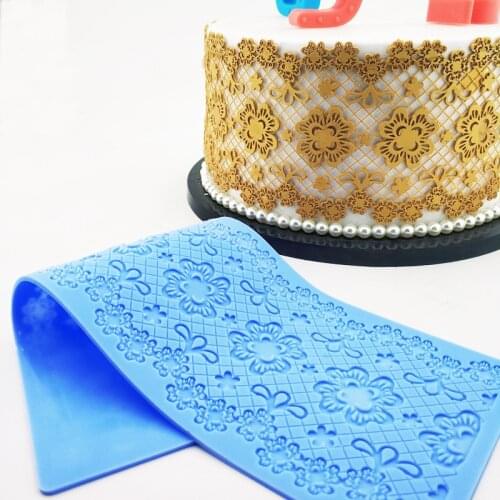 Flowers Plum Lace Silicone Mold Fondant Cake Decoration Wedding Flower Embossed Mold Border Moulds MONS FAVORITE K910