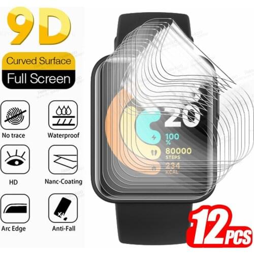 For Xiaomi Mi Watch Lite Film 12pcs 9D Full Curved Hydrogel Soft Films Xiomi MiWatch Light Smartwatch Screen Protector Not Glass