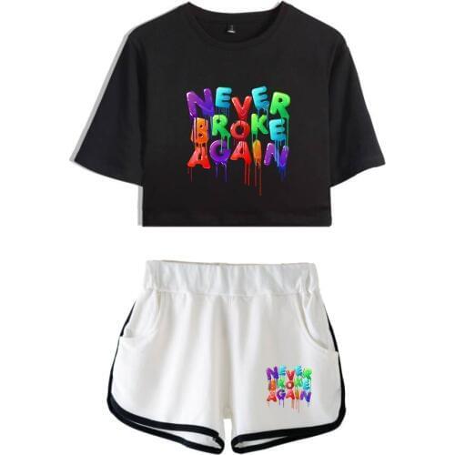 2020 Summer Womens Sets YoungBoy Never Broke Again Short Sleeve Crop Top + Shorts Sweat Suits Women Tracksuits Two Piece Set
