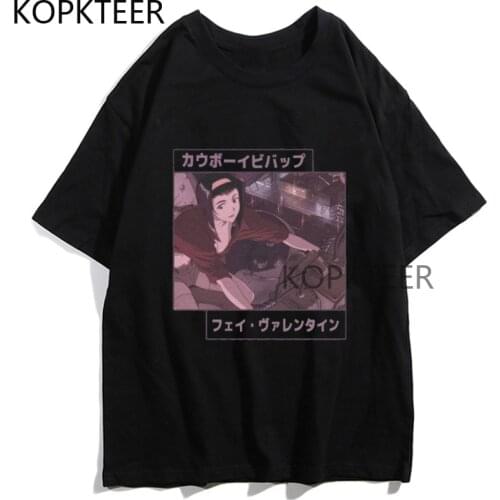 Cowboy Bebop T Shirts Faye Valentine Funny Manga Tops Japanese Anime T-shirts Hip Hop Streetwear Summer Short Sleeve T-shirts