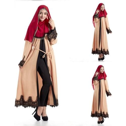 Islamic Fashion Women Pearls Kimono Robe Modest Dress Long Elegant Cardigans Muslim Clothing Front Open Abaya 2021 new sale#G30