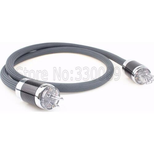 2M OFC pure copper power cable POF-1000 Carbon fiber Rhodium plated AC US plug for HIFI