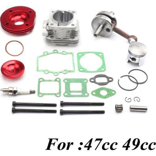 44mm Cylinder Crankshaft Assy Big Bore 44-6 Kit Set 2 Grooves For 47cc 49cc Mini Dirt ATV Pocket Bikes Minimoto