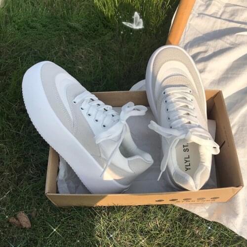 New Sneakers Womens Sports White Flat Platform Canvas Shoes Korean Spring Casual Vulcanize Running Harajuku Tennis Basket Shoes