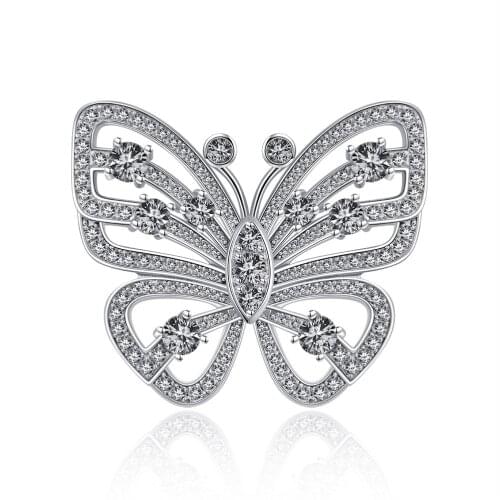 Solid 925 Sterling Silver Hyperbole Butterfly Design Simulated Moissanite Diamond Rings Wholesale Wedding Enagement