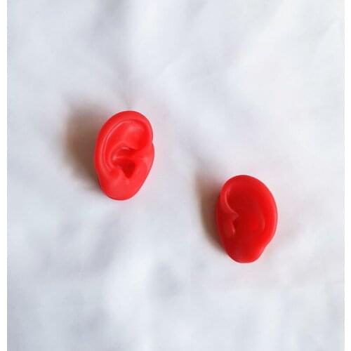 Red silicone ear model earrings earphones display props ear piercing practice simulation ear model