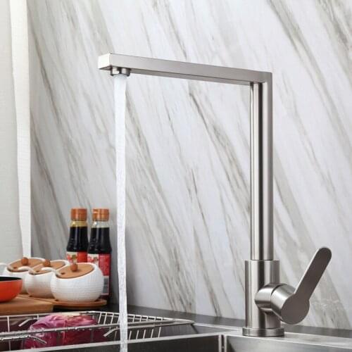 Stainless Steel Kitchen Sink Faucet Brushed Process Swivel Basin Faucet 360 Degree Rotation Hot & Cold Water Mixers Tap