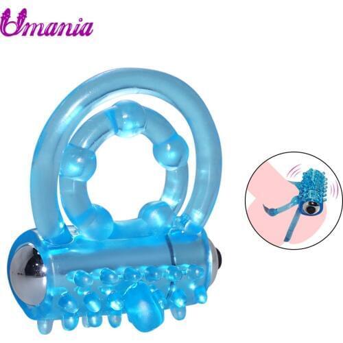 Mini Vibrators Rings Double Male ring Delay Premature Ejaculation Penis Ball Loop Lock Adult Sex Toys Product for Men / Couple