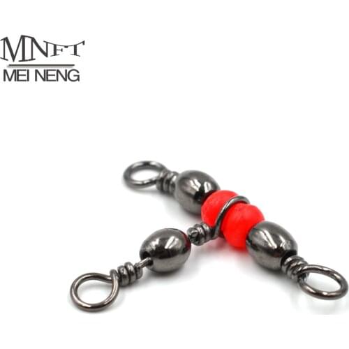 MNFT 20Pcs 11sizes 3 Way T-Turn Barrel Swivel Connector Red Beads Triple Swivel Cross Line Fishing Tackle Fishing Tackle