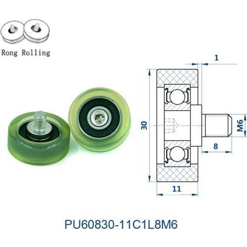 Outer diameter 30mm with 11mm thickness PU material coated bearing, drawer pulley, screw pulley, sliding door roller