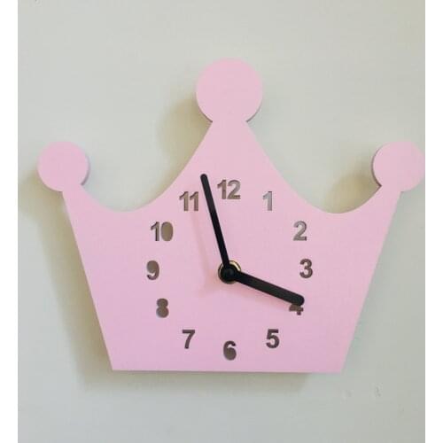 INS Nordic Style Nursery & Kids Decor Clock Cute Crown Wall Hanging Wood Toys Model Baby Kid Room Furnish Artic Home Decoration