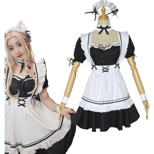 Nikki Sweet Lolita Dress French Maid Waiter Costume Women Sexy Mini APRON Cute Ouji Outfit Halloween Cosplay For Girls S-5XL