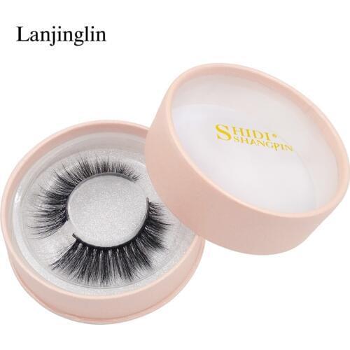 LANJINGLIN 1 pair mink eyelashes 3D mink lashes natural false eyelash extension soft fake eye lashes winged hand made makeup