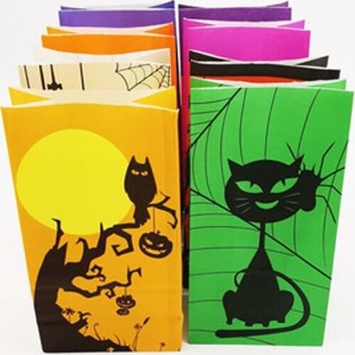 New paper bag mini Stand up Colorful Polka Dot Bags Trick or treat for Halloween Favor Open Top Gift Packing paper Treat gift Ba