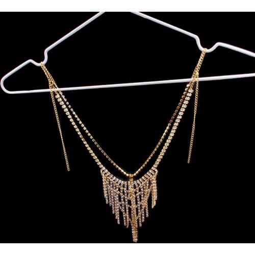 StoneFans New Design Crystal Tassel Body Jewelry Waist Chain Sexy Underwear Thong Rhinestone Body Chain Jewelry Panties for Girl