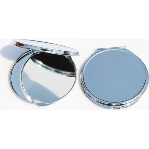 New Portable Makeup Mirror Case Round Silver Compact pocket purse #18122-1 100x/lot