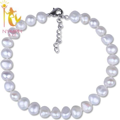 [NYMPH]Baroque Pearl Anklets Natural Freshwater Pearl Jewelry Fashion 8-9mm Trendy Gift For Party [F209]