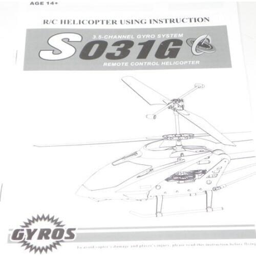 Wholesale Syma S031 RC Helicopter Spare Parts English manual book Free Shipping