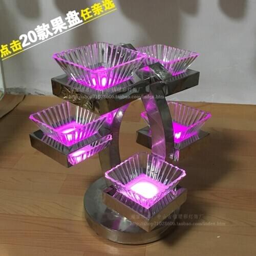 Custom luminous stainless steel fruit plate bar KTV snack plate creative luminous charging plate reusable personalized tray