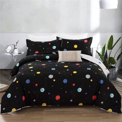 Planets Printing Kids Bed Linen Set Reactive Printed Bed Duvet Cover Set Quilt Cover Pillowcase US UK Size Adults Bedding Set