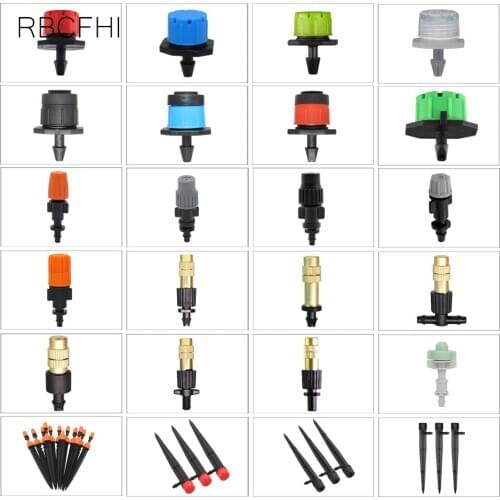 RBCFHl 24 kinds of Adjustable Irrigation Dripper Sprinkler Garden Micro Spray Rotating Nozzle 4/7mm Hose Watering Cooling System