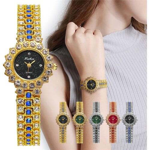 Luxury Women Rhinestone Bracelet Quartz Watches Women Gold Watch Ladies Dress Crystal Wristwatch Relogio Feminino