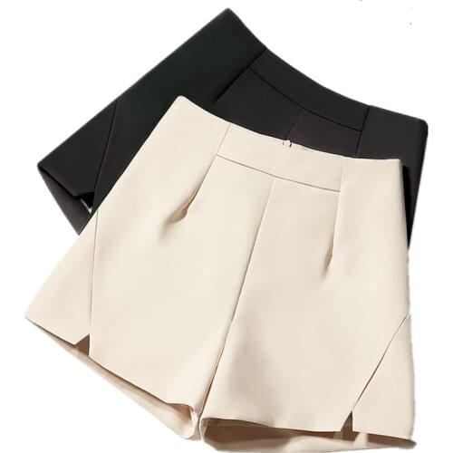 Plus Size 2XL Chiffon Shorts Women Summer Thin High Waist Shorts Black White Short Femme Elegant Office Suit Womens Shorts