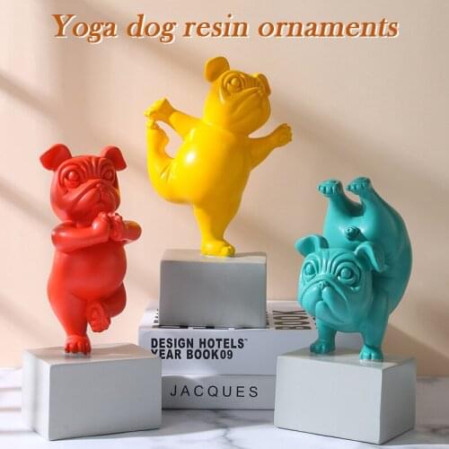 Yoga Dog Figurine Decor Cute Creatives Craft Ornament Desktop Accessories For Bedroom Livingroom Home Decor Drop Shipping