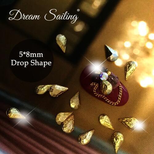 Nail Art Decoration 3D Drop Shapes Wrinkled Golden Silver Champagne DIY Rhinestones New Year Gift Christmas Nail Accessories