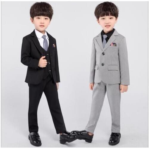 2019 Brand Formal Flowers Wedding Boys Suits Children Blazers Tuxedo sets Party clothing vest pant coat tie ceremony Costumes