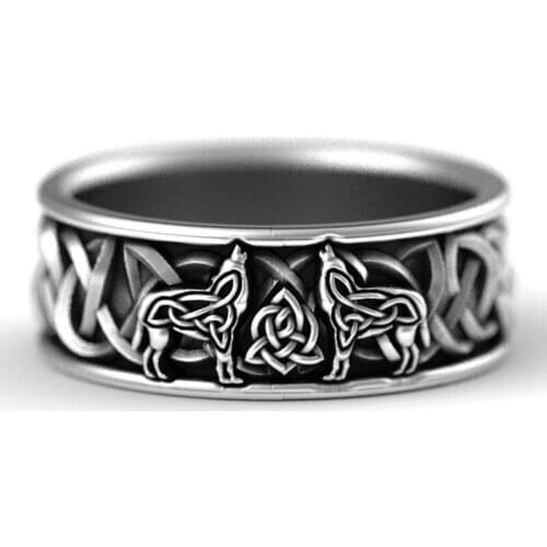 Viking Nordic Mythology Giant Wolf Men Ring Defense Totem Wolf Fashion Hip Hop Rock Unisex Finger Ring Punk Gift
