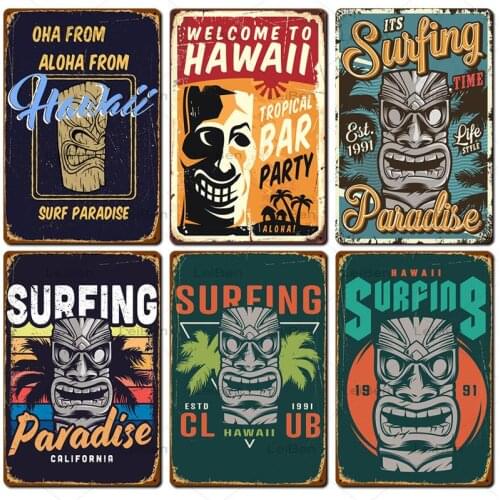 Summer Surfing Seaside Resort Retro Metal Tin Sign Vintage Poster Iron Painting Metal Plaque Home Decor Bar Pub Club Restaurant