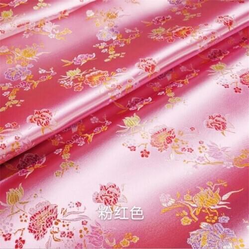 CF1101 Flowers Chinese Style Pattern Jacquard Brocade Fabric Chinese New Year Clothes Red Brocade Fabric For Festival Day