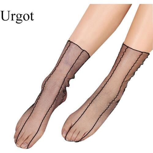 Urgot 3 Pairs Womens Socks Transparent Mesh Lace Girl Fish Net Short Socks Star Polka Dot Snowflake Ankle Tulle Socks Calcetines