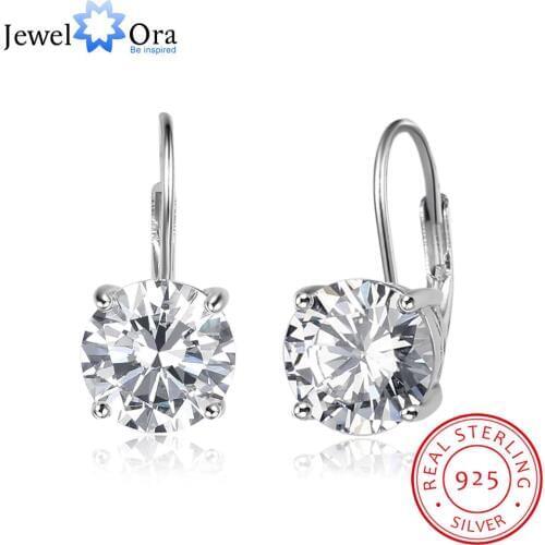 8mm Cubic Zirconia Solid 925 Sterling Silver Hoop Earrings For Women Romantic Style Jewelry Gift For Friend (Jewelora EA102020)