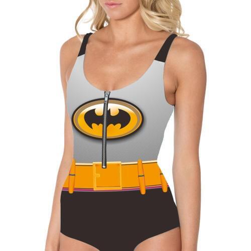 Limited Promotion Zipper Women Triangle Swimsuit One Piece S To XL Cartoon Blue Bodycone Suits