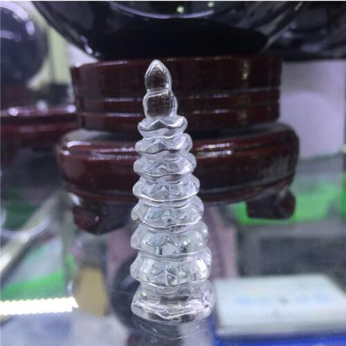 1pcs natural clear quartz hand carved Tower figurine reiki Healing energr crystals as gift help with meditation