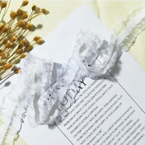 1Yard Pleated Elastic Guipure Lace Ribbon Elastic Lace Fabric 2.5cm For Clothes Lace Trim Craft Sewing Decorations dentelle LA19