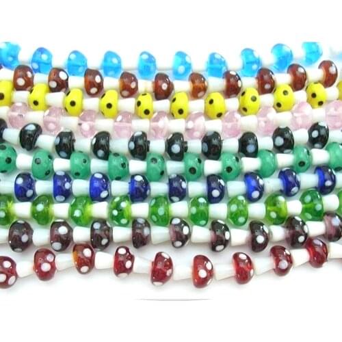 10 Strands Red Mushroom Lampwork Beads Strands for jewelry making DIY bracelet necklace Decor about 25pcs/strand, 16" F70