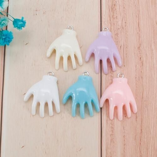 10pcs 25*23mm Angel Palm Halloween Creepy Jewelry Punk Hand Charms Resin Cabochons DIY Accessory for Necklace Pendant