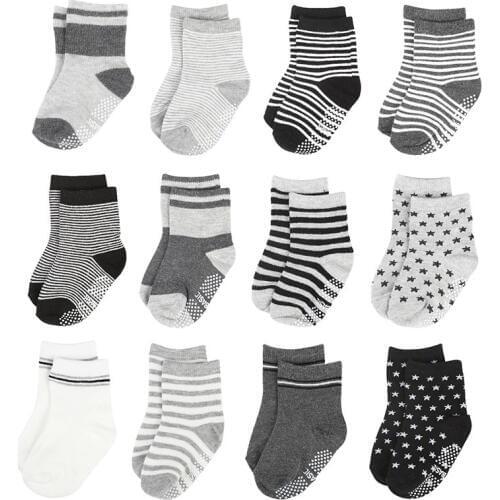 12 Pair/set kids socks Baby Girl Socks Anti-slip Socks Baby Boy Socks Elastic Knit Socks Cotton Socks