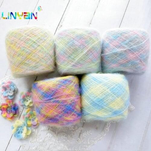 2 pieces*100g Fringe angora yarn for knitting Dreamcatcher line Mohair dyed thread crochet yarn arm knitting Dyeing of wool t3