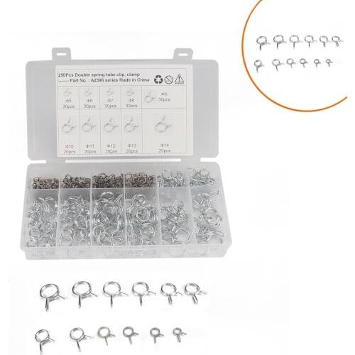 250PCS - Double Wire Spring Clamp Double Wire Clamp Water Pipe Clamp Fuel Pipe Clamp Hose Clamp φ 5- φ 14