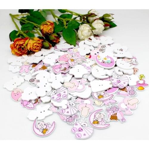 40pcs/pack baby series Wood Buttons Scrapbooking Decorative Crafts Supplies Penguin pattern 2 Holes sewing accessories