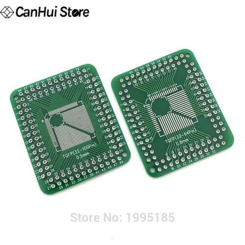 5PCS QFP/FQFP/LQFP TQFP32 / TQFP44 / TQFP64 / TQFP80 TQFP100 0.5MM 0.8MM IC adapter Socket / IC connector adapter board PCB NEW