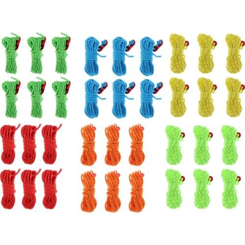 6pack 4mm Tent Guy Line Rope Visible Awning Paracord Outdoor Camping Gear