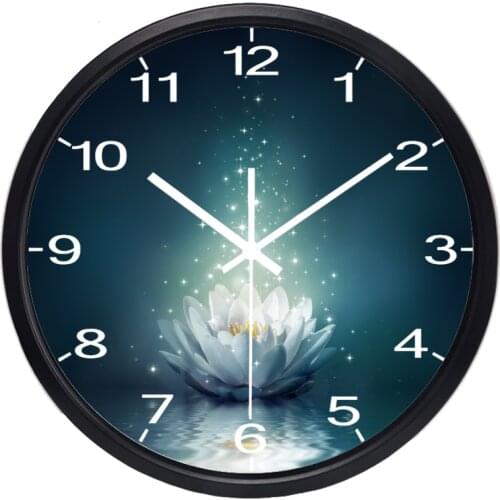 Buddhism Lotus Wall Clock Beautiful Color Hall Quality Clock
